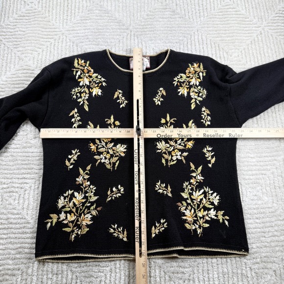 VTG Tiara International Cardigan Womens L Floral Academia Sweater Grandma Y2k - Picture 3 of 8